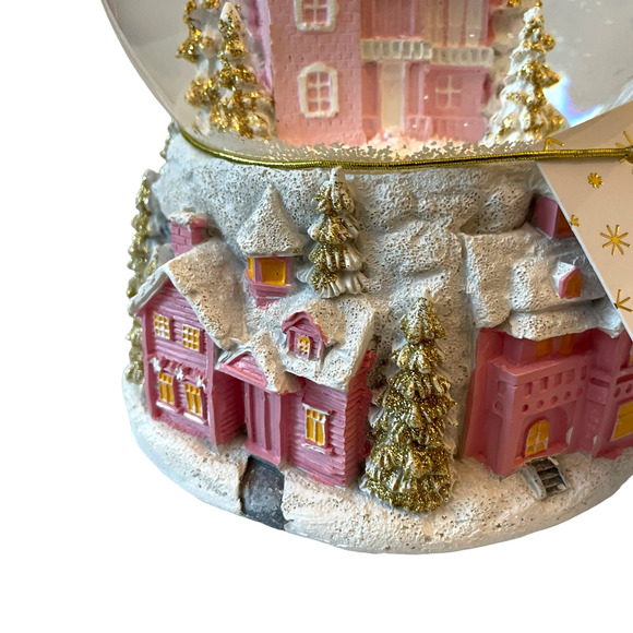34TH & PINE Christmas Musical Waterglobe Pink & Gold Glam Holiday Decor NEW - Picture 5 of 15